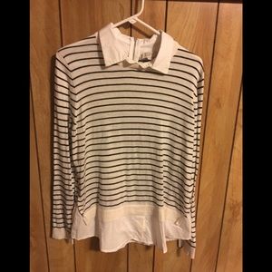 The LOFT XL Off-White & Black Striped Sweater